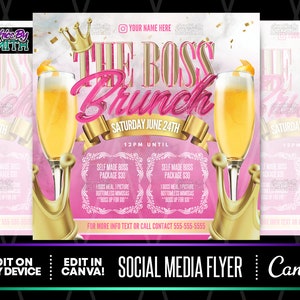 The Boss Brunch Canva Vorlage, Brunch Party Flyer, vorgefertigte Brunch Vorlage, Social Media Brunch Flyer, DIY Brunch Canva Flyer, DIY Brunch