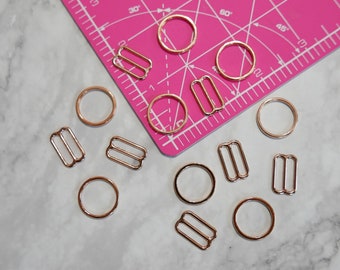 5/8" roséguldmetallringar och -reglage Premiumsmycken Kvalitets-BH-justerare 16 mm BH-tillverkning