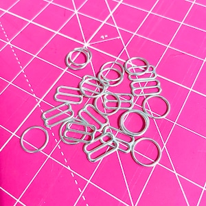 5/8&quot; Silver Metal Rings and Sliders Premium Jewelry Quality Bra Adjusters 12mm Bra Making - Sewing Supply Shoppe