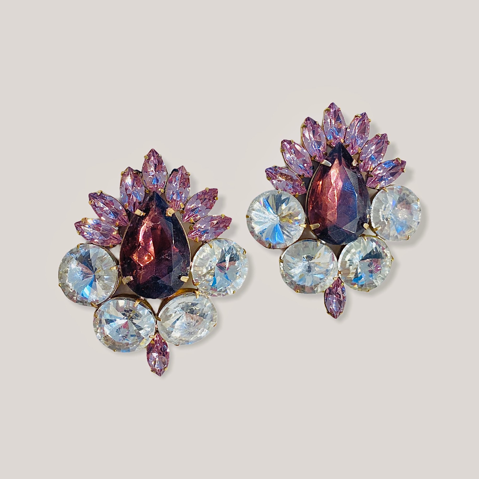 Large Crystal Clip On Earrings Drag Queen Accessories by Etsy