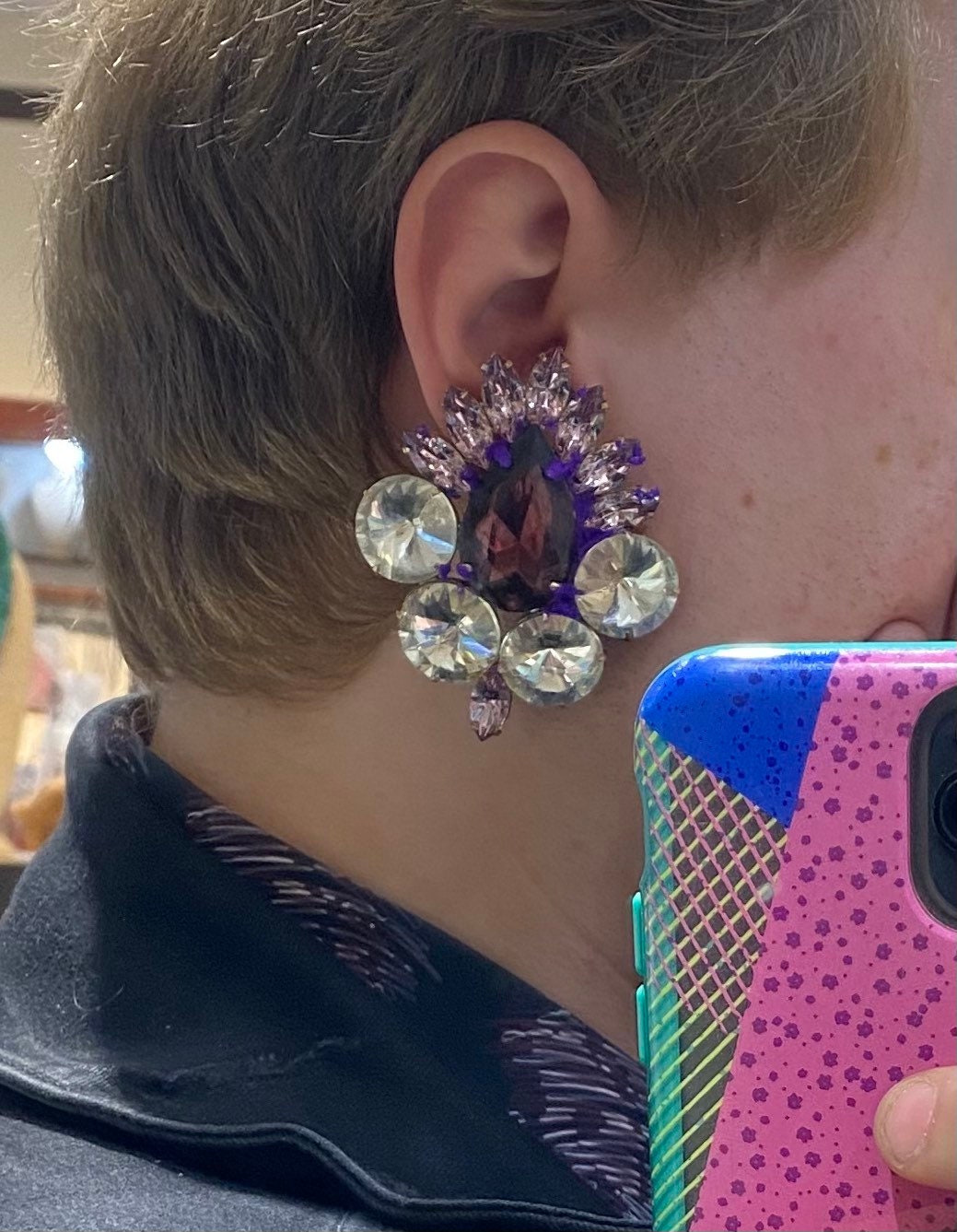 Large Crystal Clip On Earrings Drag Queen Accessories by Etsy