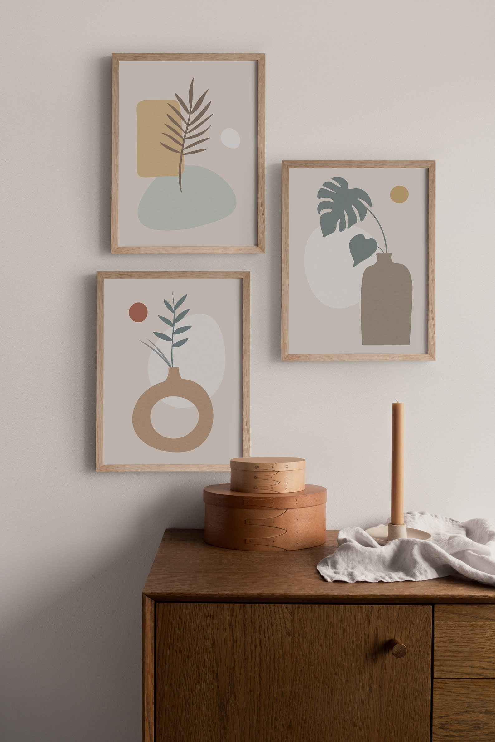 Mid Century Modern Triptych Wall Art Three Piece Wall Art Set Etsy