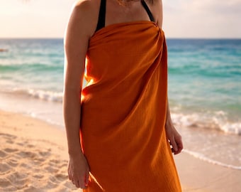 Musselin Sarong, Sarong, Strandtuch, Pareo, Sommerschal, 100% Bio-Baumwolle, extra weich und atmungsaktiv