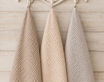 Waffle Cotton Tea Towel, Reusable Kitchen Cloth, Eco Friendly Bath Large Towels
