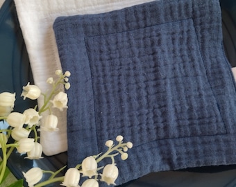 Fabric Coaster, Set of 4, 5x5 Washable Coaster, Muslin Cotton Coasters, Double Gauze Square Coasters, Cloth Glass Drink Coasters / Farmhouse