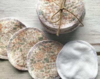 Organic Muslin Facial Pads - Retro Floral Reusable Makeup Remover Rounds