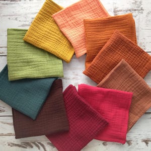 Organic Muslin Fall Handkerchiefs, Soft Double Gauze, Eco Friendly Cotton Tissues, Zero Waste/ Reusable, Handmade Product, Autumn flu