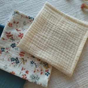Fazzoletti di mussola del prato estivo, set di 3 fazzoletti morbidi a doppia garza, fazzoletto floreale, prodotti ecologici, zero rifiuti/riutilizzabili