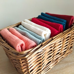 Organic Muslin Face Cloths, GOTS Cotton Gauze Washcloths, Reusable Thick Baby Wipes