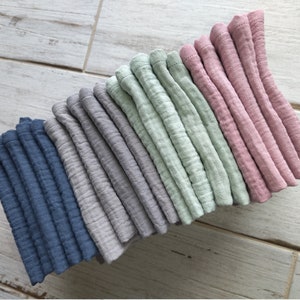 Wholesale Set of 50 Muslin Handkerchiefs Bulk, 37 colors, Soft Double Gauze Cotton, Eco Friendly Tissues, Zero Waste/ Reusable