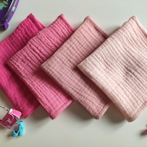 Conjunto de pañuelos de muselina para niña, de gasa doble extra suave, de algodón ecológico, cero residuos, reutilizables y hechos a mano, conjunto navideño.