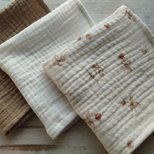 Fazzoletti di mussola, set di 3 fazzoletti morbidi in doppia garza, fazzoletto con rose, fazzoletti di cotone ecologici, zero sprechi/riutilizzabili, Cottagecore