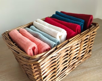 Toallitas/toallitas de muselina orgánica, toallitas de algodón biológico, toallitas de gasa de algodón reutilizables, servilletas pequeñas lavables cuadradas, toallas para la cara