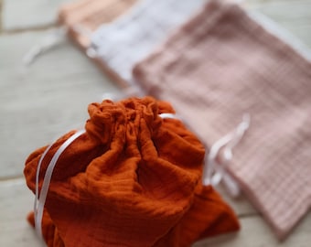 Muslin Storage Pouches, Reusable Wrapping Bags, Double Gauze Cotton Reusable Gift Bag