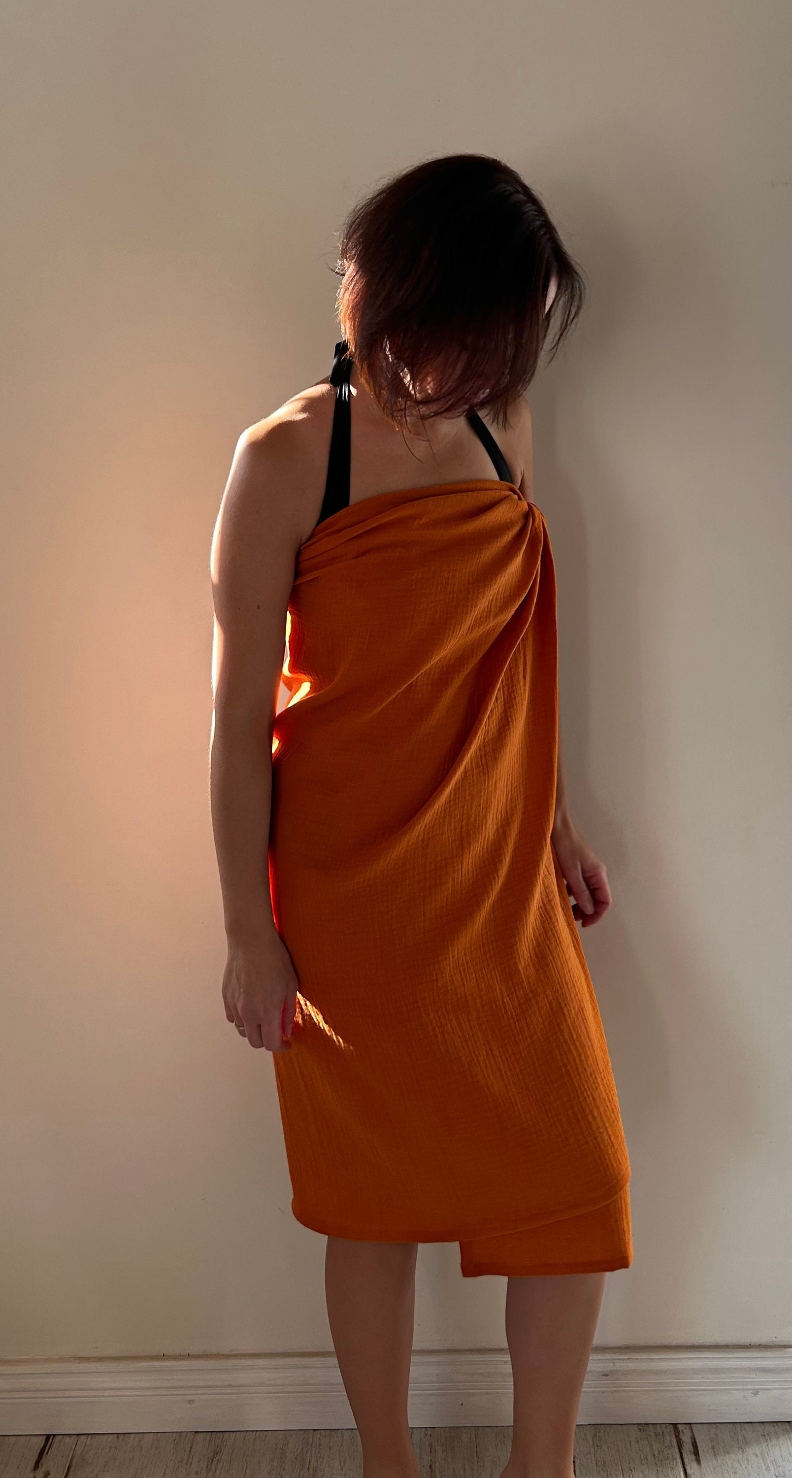 Gauze Sun Wrap, Muslin Sarong, Beach Coverup Pareo, Summer Wear Scarf, 100% Organic Cotton, Extra Soft & Breathable