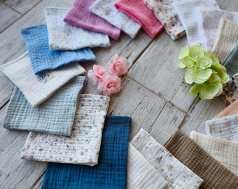 Set of 3 Muslin Handkerchiefs, Soft Organic Double Gauze Cotton Hankies, Reusable Hankerchiefs
