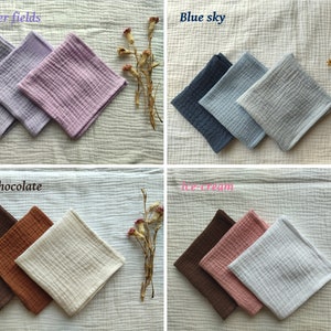 Set of Muslin Handkerchiefs, Organic Cotton Hankie, Soft Double Gauze Handkerchief, Eco Friendly Tissues, Zero Waste / Reusable / Handmade image 7