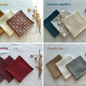 Set of Muslin Handkerchiefs, Organic Cotton Hankie, Soft Double Gauze Handkerchief, Eco Friendly Tissues, Zero Waste / Reusable / Handmade image 4
