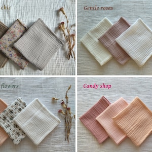 Set of Muslin Handkerchiefs, Organic Cotton Hankie, Soft Double Gauze Handkerchief, Eco Friendly Tissues, Zero Waste / Reusable / Handmade image 5