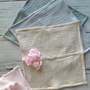 Set of Muslin Handkerchiefs, Organic Cotton Hankie, Soft Double Gauze Handkerchief, Eco Friendly Tissues, Zero Waste / Reusable / Handmade image 9