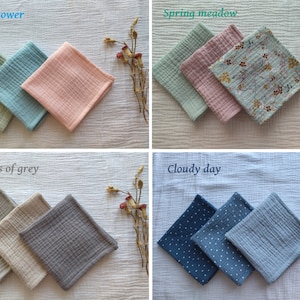 Set of Muslin Handkerchiefs, Organic Cotton Hankie, Soft Double Gauze Handkerchief, Eco Friendly Tissues, Zero Waste / Reusable / Handmade image 6