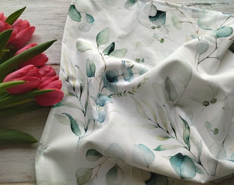 Lot de serviettes en tissu 100 % coton, Lot de 4/6 serviettes de table Eucalyptus, Grande serviette verte de tous les jours, Serviette florale écologique/réutilisable