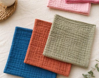Pack of Muslin Handkerchiefs, Organic Double Gauze Cotton Hankies Set, Eco-Friendly Tissues