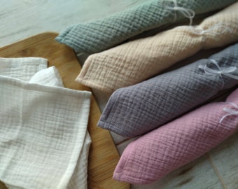 BULK Serviettes de table en mousseline légères 14 x 14 po/35 x 35 cm, serviettes fines en coton biologique pour tous les jours