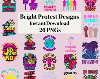 Protest Art PNG Bundle | Feminist Human Rights Stickers | Equality Freedom Empowerment Activist Designs | Digital Download