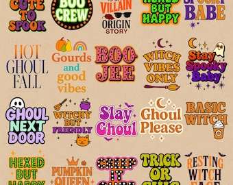 Retro Halloween PNG SVG Bundle | Vintage Spooky Fall Graphics | Cute Sublimation Designs for Shirts Stickers Cricut & Crafts