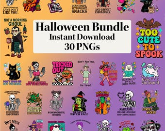 Halloween PNG SVG Bundle | Sarcastic Gen Z Spooky Quotes | Funny Fall Sayings Digital Download for Shirts Stickers Cricut