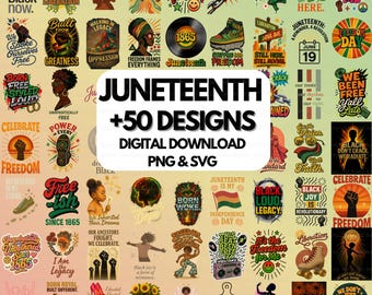 Juneteenth SVG PNG Bundle | 40+ Black History Freedom Graphics | Digital Download for Cricut Shirts & Sublimation