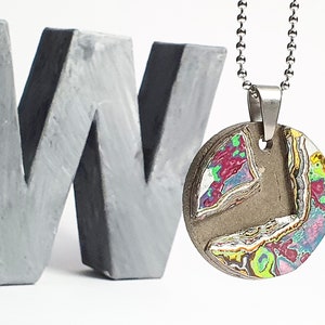 Necklace with pendants made of concrete and layers of graffiti paint Upcycling jewelry Concrete jewelry Graffiti jewelry Handmade unique piece
