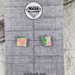Dainty ear studs made of graffiti paint layers Upcycling jewelry Christmas gift Street art fashion graffiti jewelry. Sustainable product