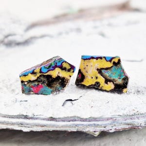 Dainty earrings made from graffiti paint layers Upcycling jewelry Christmas gift Street art fashion Graffiti jewelry