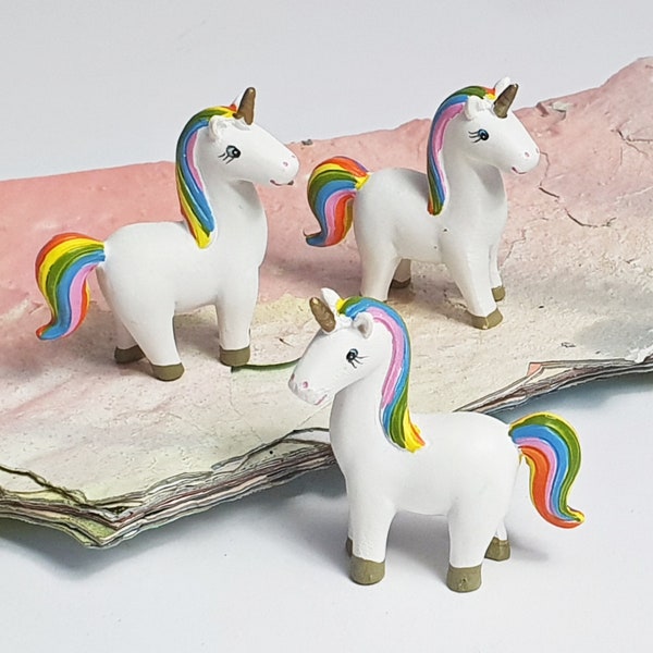 Juego de decoración de mesa de unicornio pintado a mano de 3