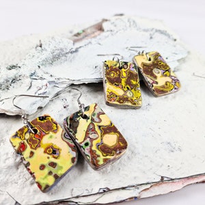 Art for the ears Handmade earrings made from layers of graffiti paint Can be worn on both sides / graffiti jewelry upcycled unique pieces