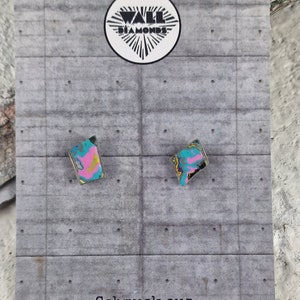 Dainty ear studs made of graffiti paint layers Upcycling jewelry Christmas gift Street art fashion graffiti jewelry. Sustainable product