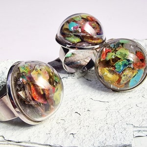 SALE ! Material defect! Ring made of graffiti paint layers cast in glass / upcycling jewelry Unique graffiti jewelry