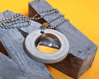 Necklace with pendants made of concrete and glass. Handmade unique piece of Christmas gift jewelry