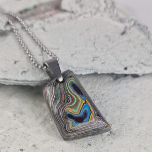 Necklace with pendants made of graffiti paint layers Upcycling jewelry Graffiti jewelry. Unique piece Can be worn on both sides