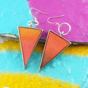 Graffiti jewelry handmade earrings made of concrete and graffiti paint layers Sterling silver Sustainable jewelry