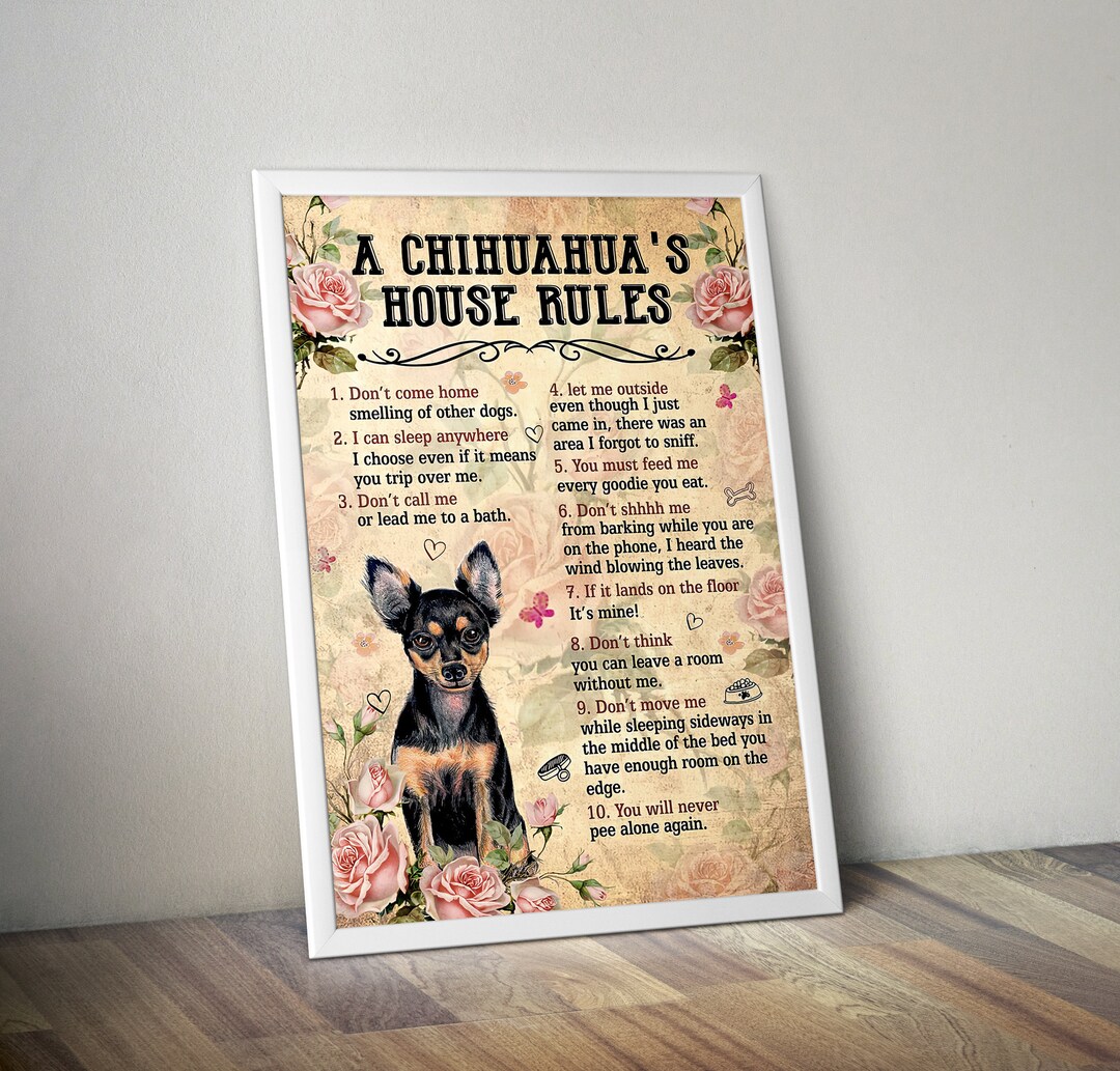 Chihuahua House Rules Vertical Poster Chihuahua Canvas Etsy