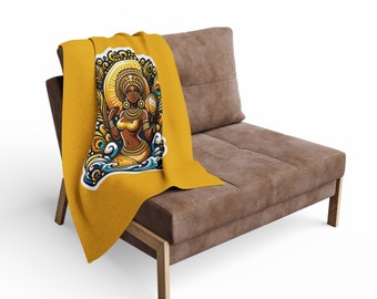 Oshun Fleece Blanket: Luxurious Comfort Inspired by Yoruba Goddess