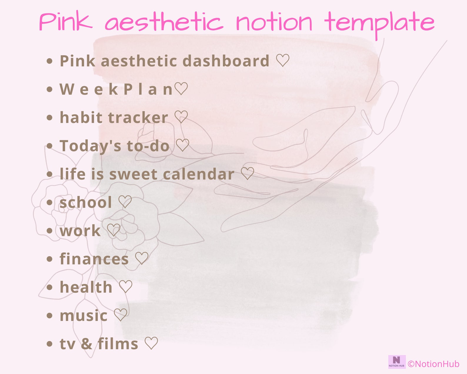 Pink aesthetic notion template Etsy