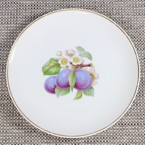 Vintage Hutschenreuther Selb Bavaria Porzellan 21 cm Obstteller Pflaumen mit Goldrand