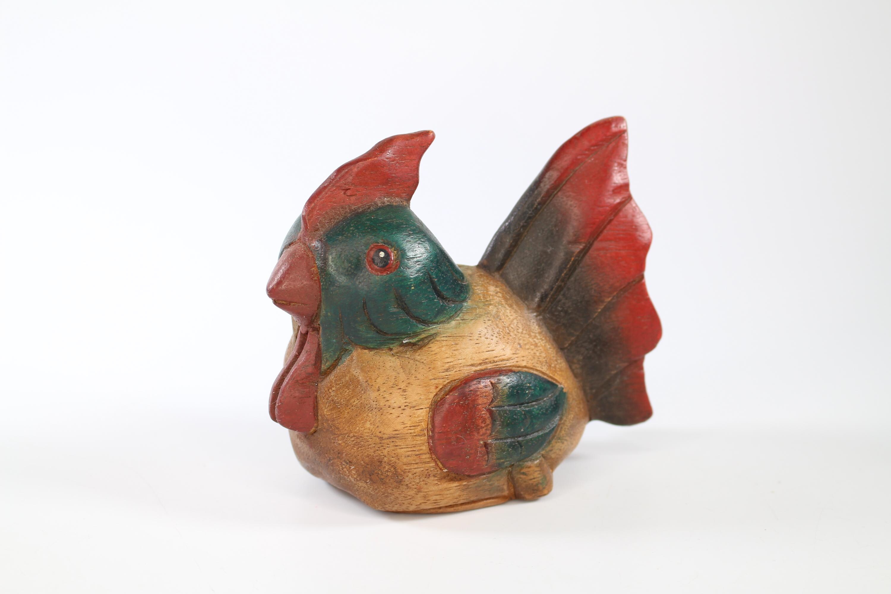 木製鶏の彫刻 (新品) ヴィンテージの手彫り木製鶏彫刻像装飾フィギュア - Etsy 日本