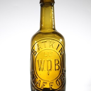 Vintage Antique Brown Glass Bottle Batkin WDB Stafford
