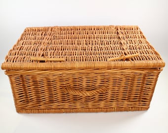 Wicker Storage Basket Christmas Hamper Picnic Basket Box with Handle 48x30x21cm