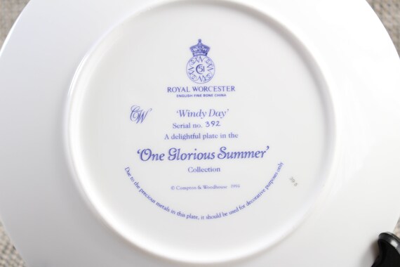 Vintage Royal Worcester One Glorious Summer Plate - Windy Day